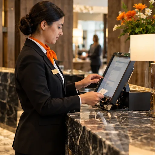 Hotel concierge booking terminal.