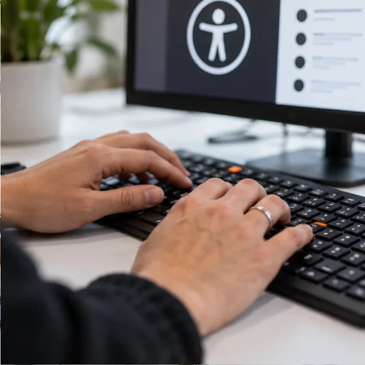 Accessibility keyboard testing close hands.