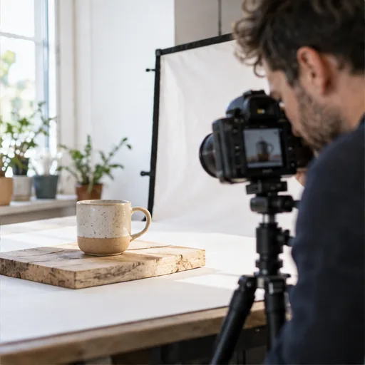 Product photography daylight tabletop.