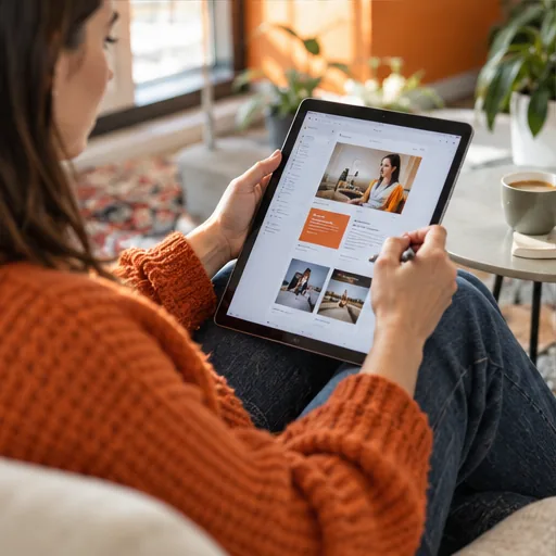 Newsletter design marketer tablet.