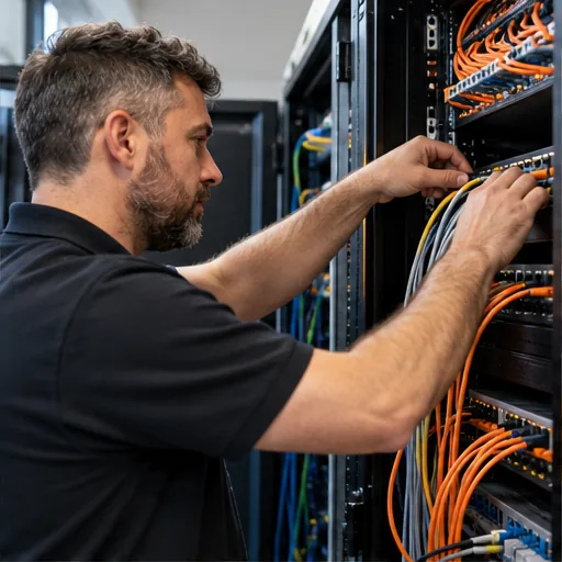 Network installation technician rack.