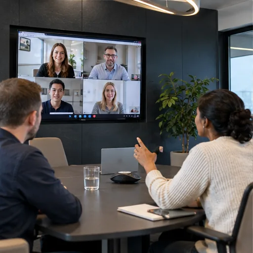 Teams video meeting conference room.