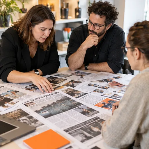 Digital pr brainstorming newspapers table.